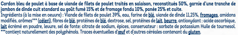 Cordon bleu de poulet 100% filets - Ingrédients