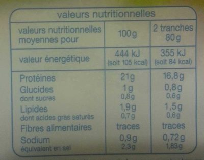Blanc de poulet qualité supérieure doré au four (4 Tranches) - حقائق غذائية - fr