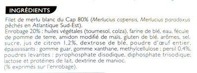 Filets de merlu blanc façon meunière, surgelés - Zutaten - fr