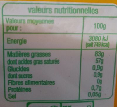 Beurre moulé doux - Nutrition facts - fr