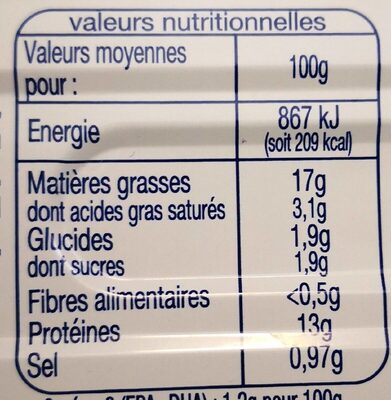 AUCHAN Filets de maquereaux sauce escabèche - riche en oméga 3 169g - Nutrition facts - fr