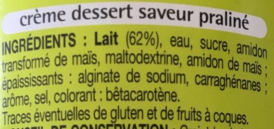 Creme dessert saveur praline - Ingredients - fr