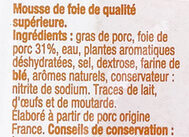 Mousse de foie - Ingredients - fr
