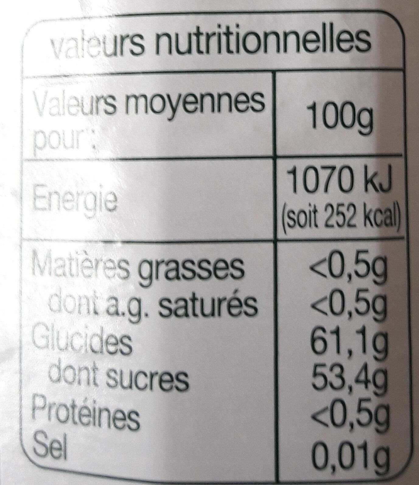 Confiture extra de cerise griotte - Información nutricional - fr