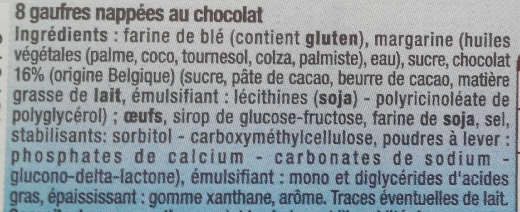 Gaufres nappées au chocolat belge - Ingredientes - fr