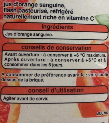 Jus d'orange sanguine - Zutaten - fr