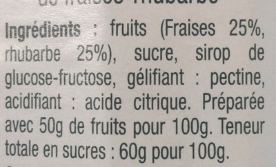Confiture extra fraises rhubarbe - Ingredientes - fr