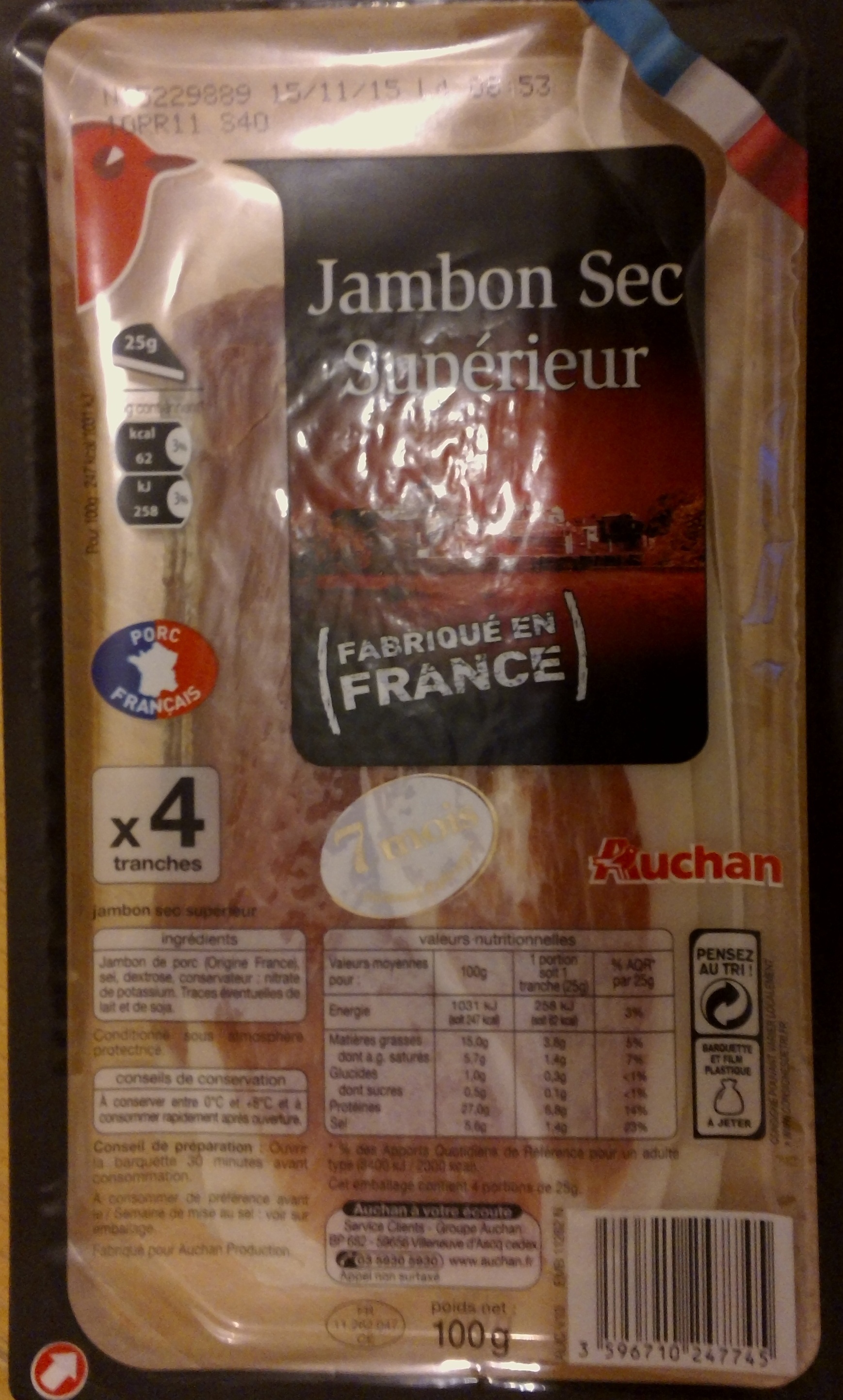 Jambon Sec Supérieur (Fabriqué en France) - Produkt - fr