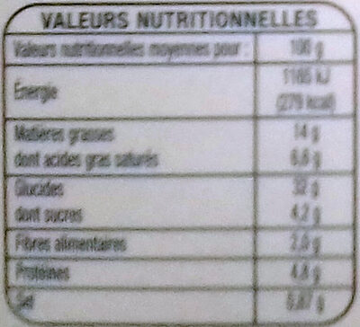 Feuilletés - Saveur Fromage - Nutrition facts - fr