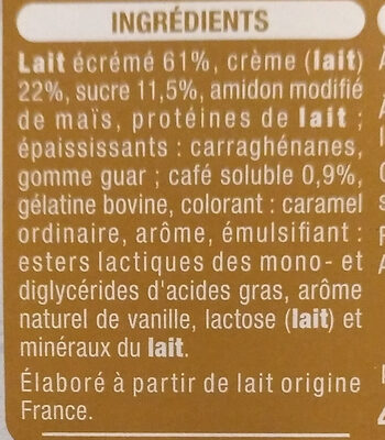 Liégeois au Café (4 pots) - Ingredients - fr