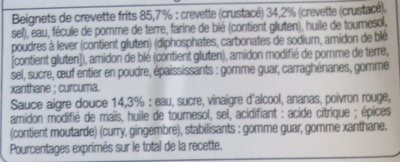 Beignets de crevettes sauce aigre douce (6 beignets + 1 sachet de sauce) - المكونات - fr