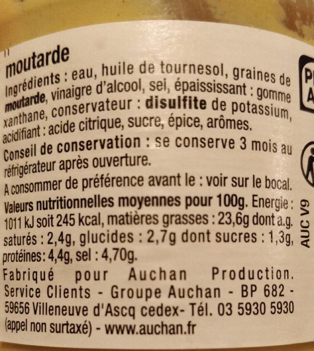 Moutarde mi-forte délicate - Información nutricional - fr