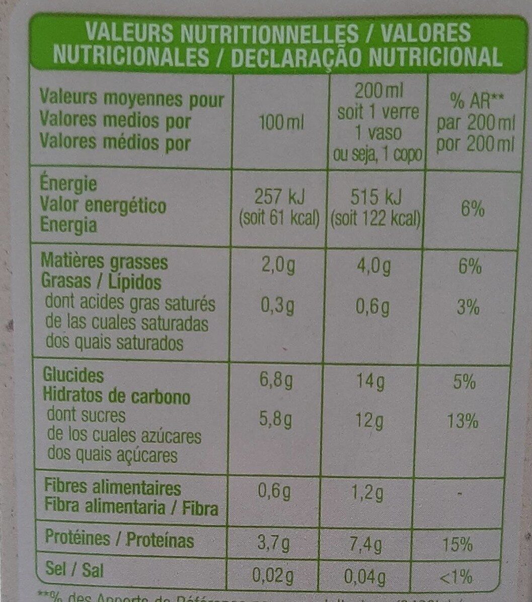 Soja vanille - Nutrition facts - fr