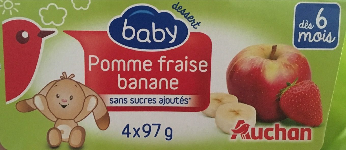 Auchan Baby Coupelles Pomme Fraise Banane Dès 6 Mois - Produit