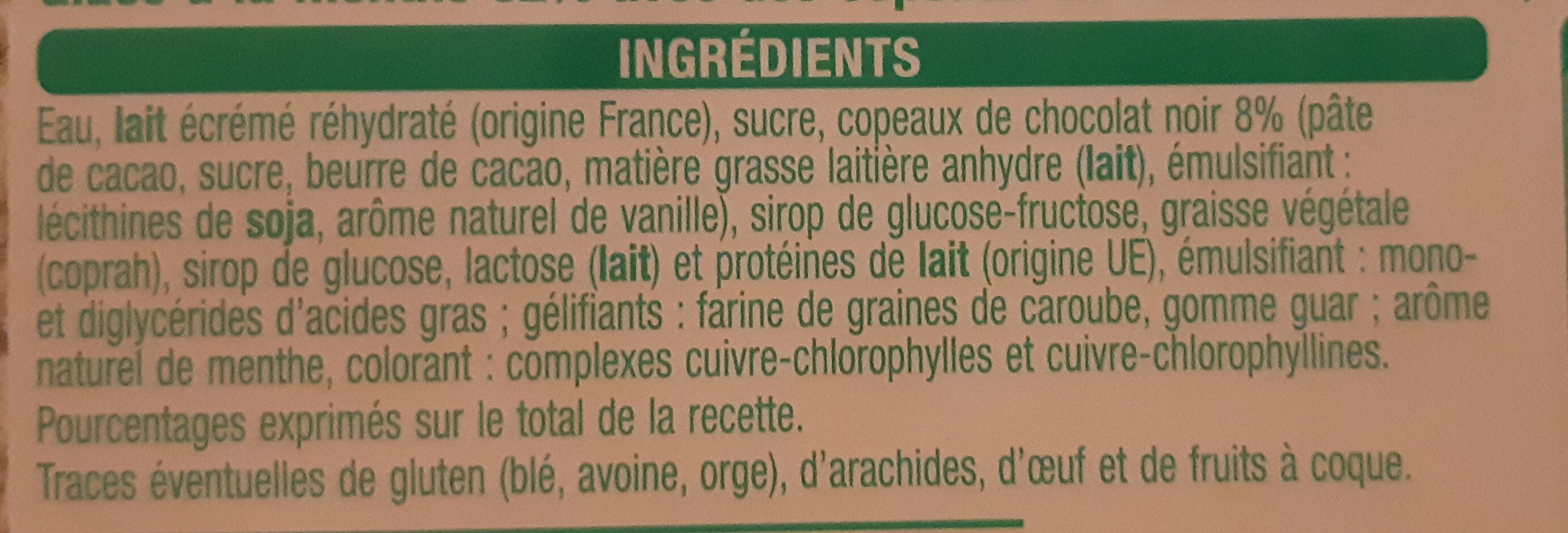Glace menthe chocolat - Ingredienser - fr