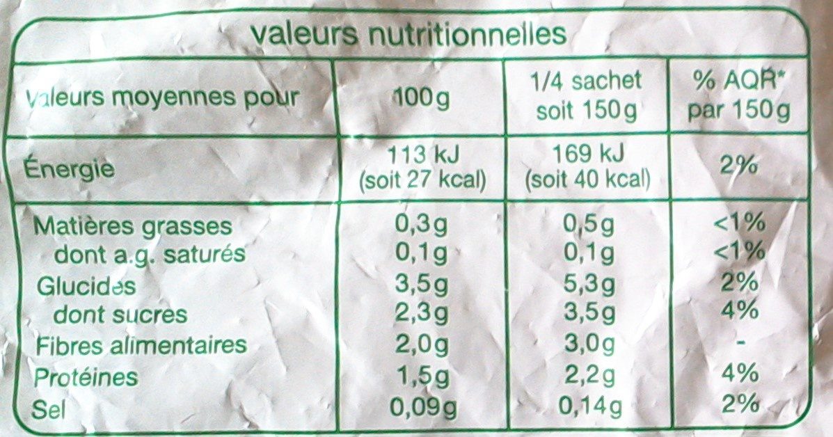 Poêlée de légumes - Bio - Informació nutricional - fr