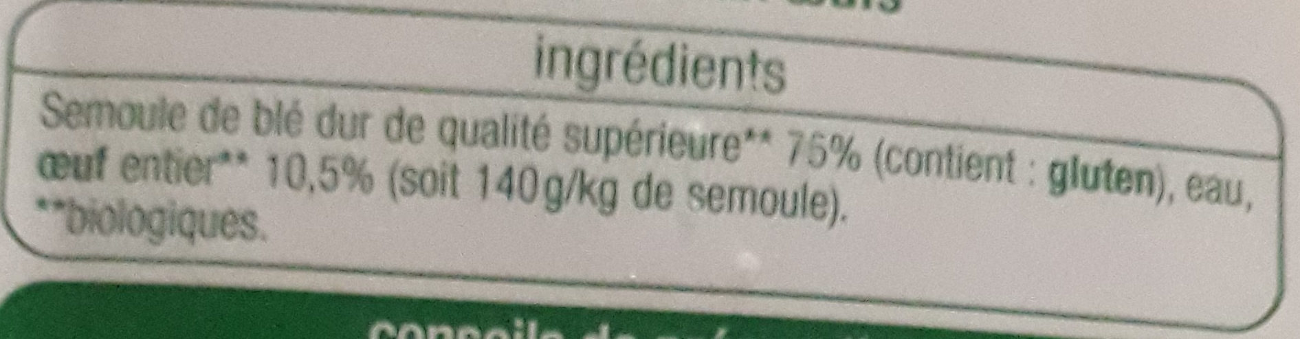 Tagliatelles fraîches bio - Ingrediënten - fr