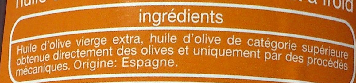Huile d'olive douce vierge extra - Ingrédients