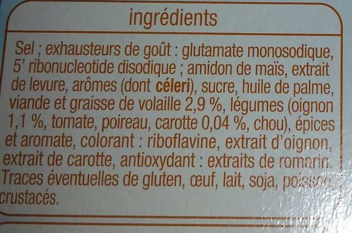 Bouillon de volaille dégraissé - Ingredients - fr