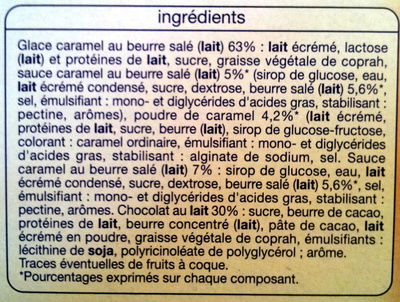 Batonnets caramel beurre salé - Ingredients - fr