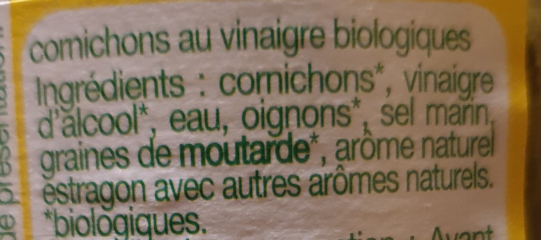 Cornichons au vinaigre - Ingrediënten - fr
