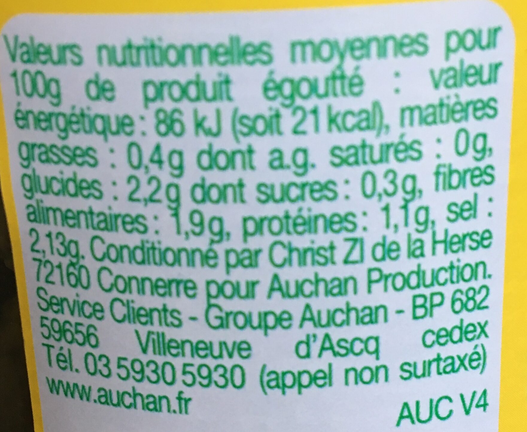 Cornichons au vinaigre - Voedingswaarden - fr