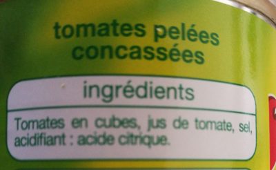 Pulpe de tomates concassées - Ingrédients