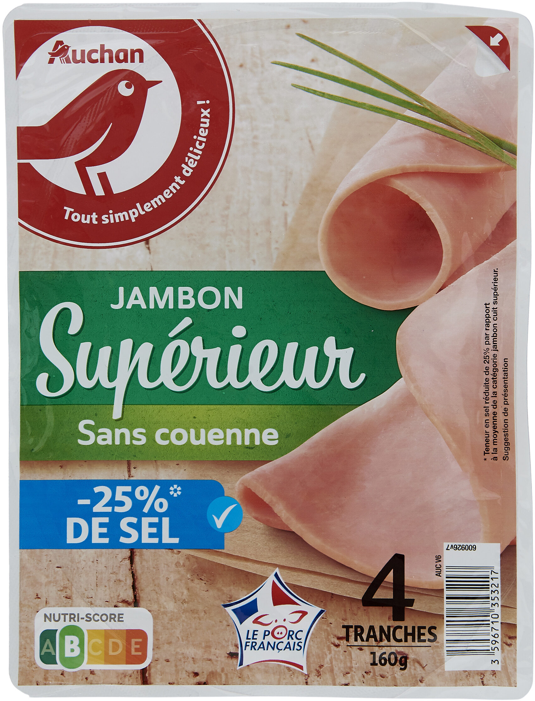 Jambon cuit supérieur -25% de sel* - Produit