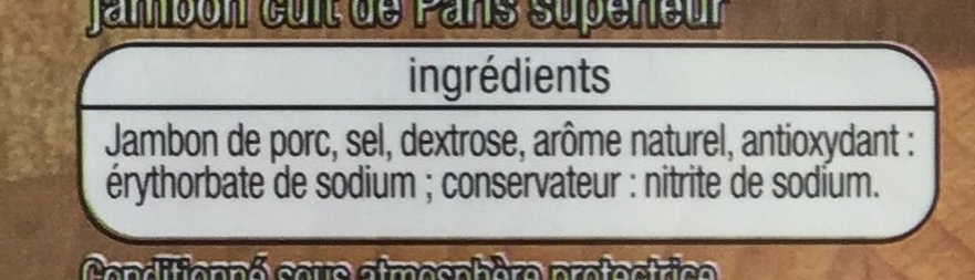 Jambon de Paris 4 tranches sans couenne - Ingredients - fr