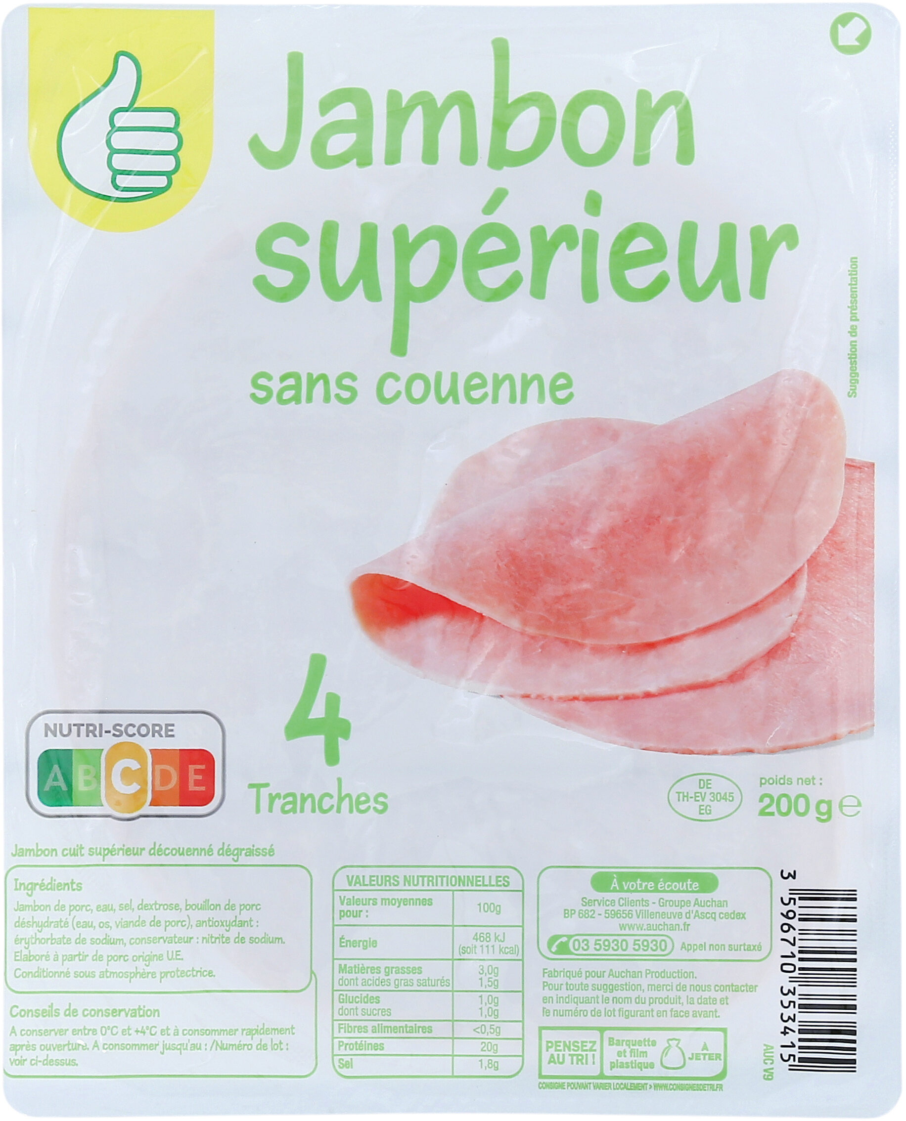 Jambon supérieur découenné - degraissé - Product - fr