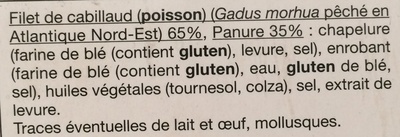 Filets panés de Cabillaud - Ingrédients