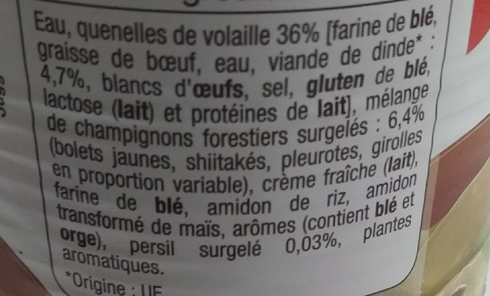 Quenelles de volaille sauce champignon - Ingredients - fr