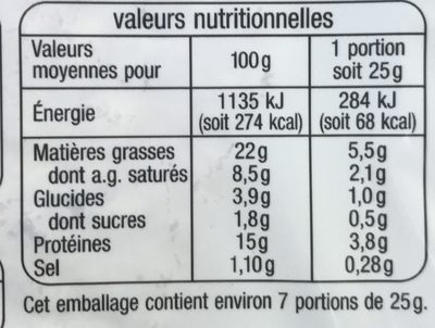 Pâté de campagne de qualité supérieure doré au four- 25 % de sel ** Par rapport à la moyenne des pâtés de campagne du marché. - Nutrition facts