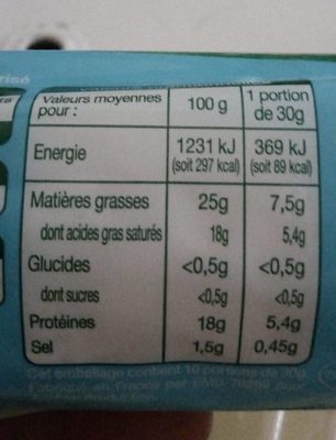 Bûche de chèvre Sainte-Maure (25% MG) - Información nutricional - fr