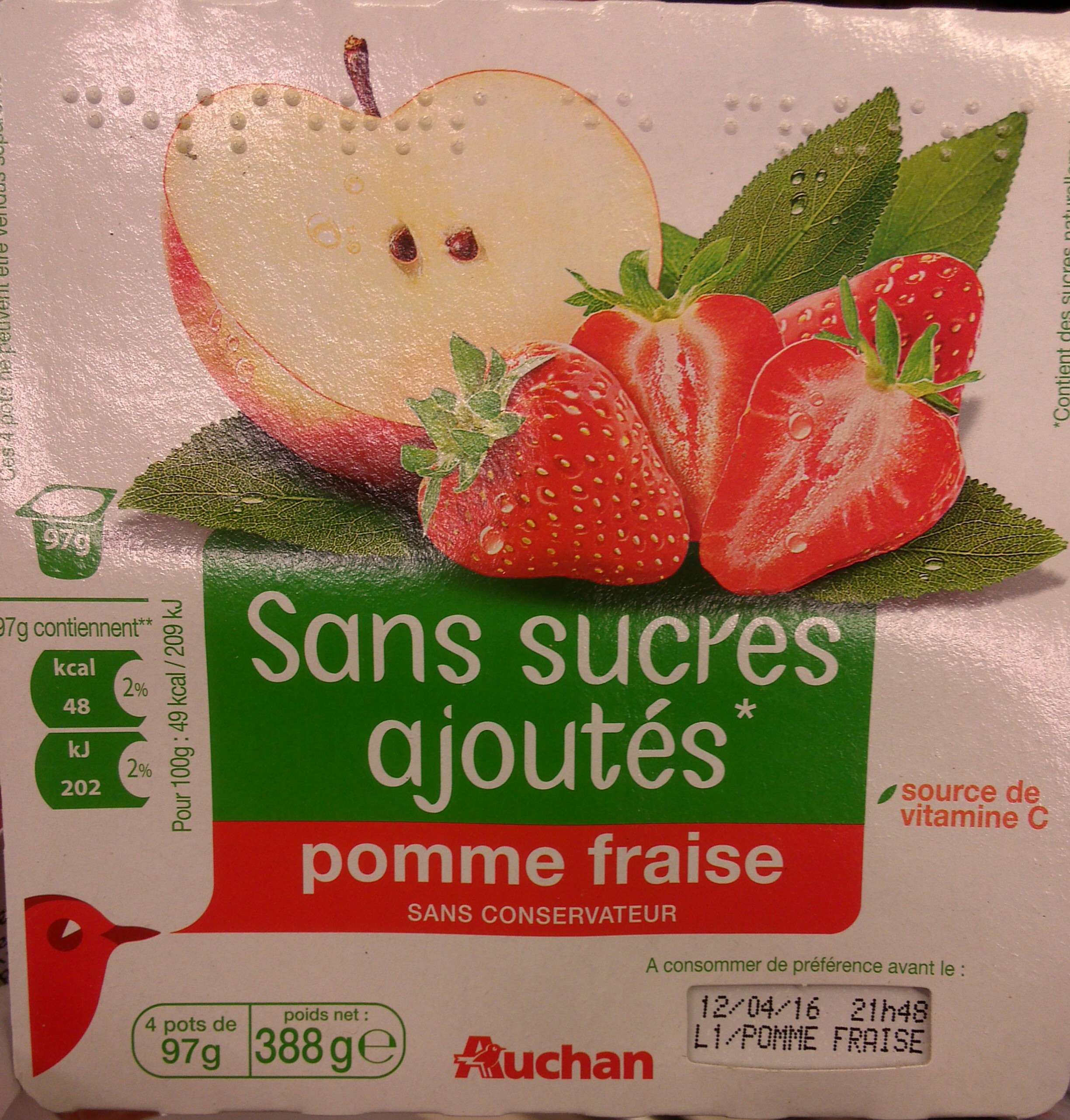 compote pomme-fraise sans sucres ajoutés - Produit