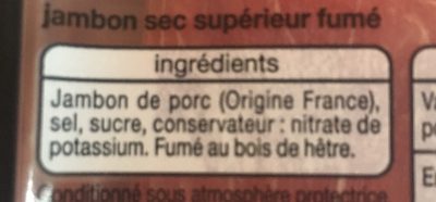 Jambon sec supérieur fumé - Ingredients - fr