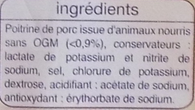 Lardons Fumés (-25 % de sel) - Ingredientes - fr