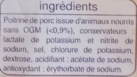 Lardons Fumés (-25 % de sel) - Ingredientes - fr