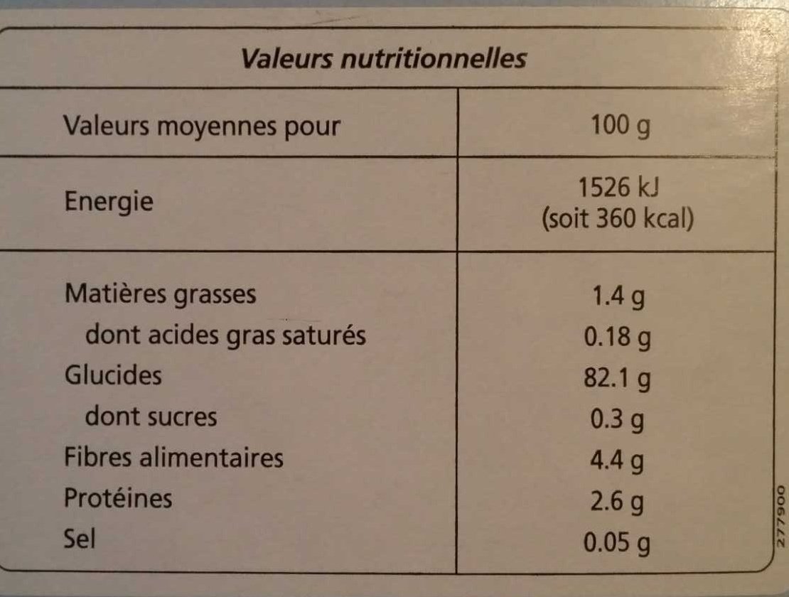 Préparation pour pâtisseries - Valori nutrizionali - fr