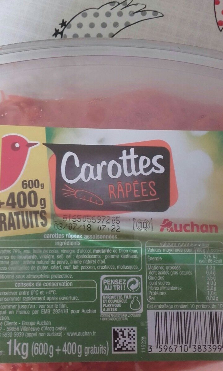 Carottes rapees - Ingredients - fr