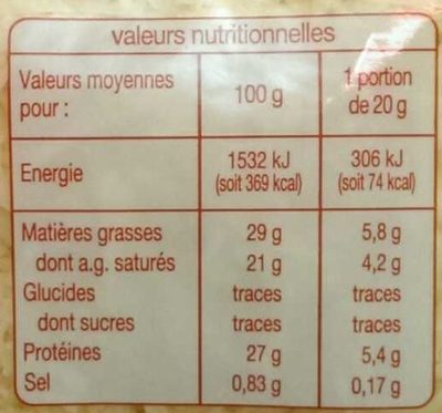 Emmental râpéFAMILIAL 350G - Nutrition facts - fr