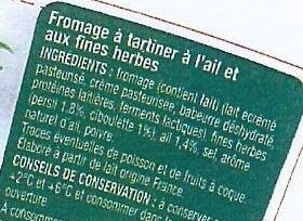 Mon moment fromager - Ail & Fines Herbes - Ingredienti - fr