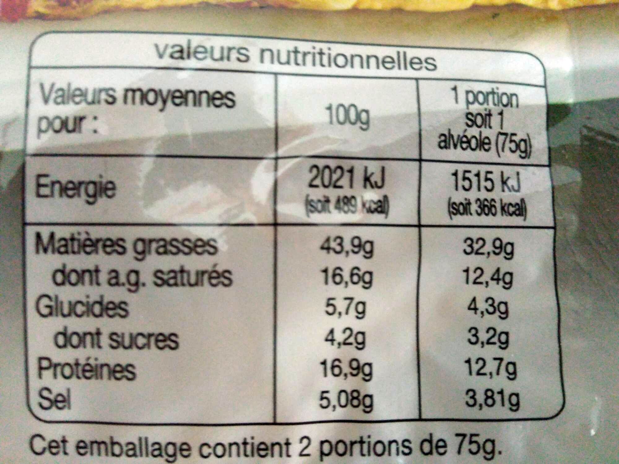 Dés de chorizo - Nutrition facts - fr