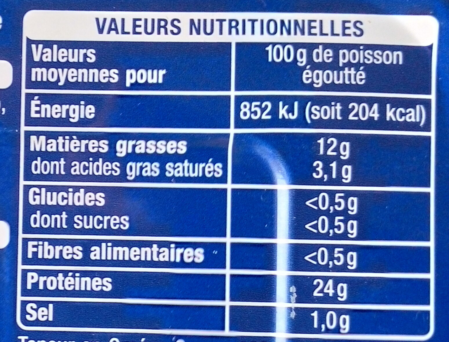 Sardines à l'huile d'olive vierge extra - Voedingswaarden - fr