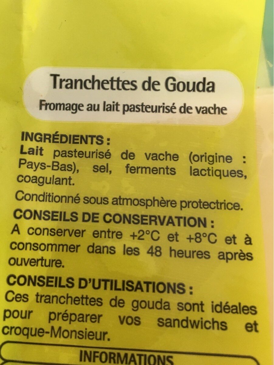 Tranchettes Gouda - Ingrédients