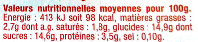 Yaourt brassé sucré à l'abricot aromatisé fleur d'oranger - Nutrition facts - fr