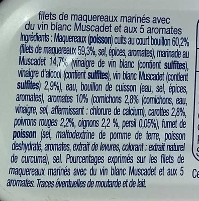 Filets de maquereaux (marinés au muscadet et aux 5 aromates) - Ingrédients