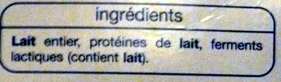 YAOURT BRASSE NATUREonctueux - Ingredients - fr