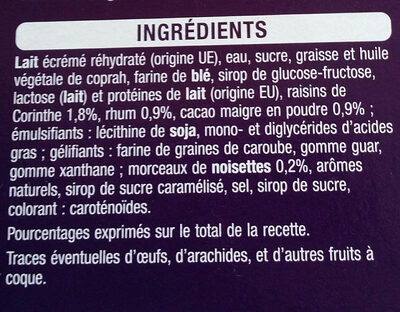 Cône rhum raisin x6 - Ingrédients