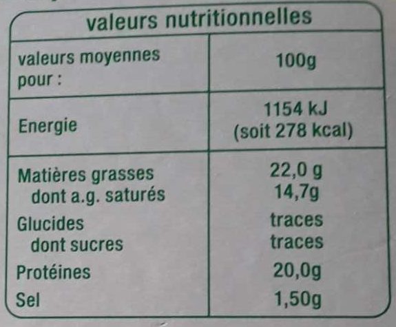 Coulommiers bio - Voedingswaarden - fr
